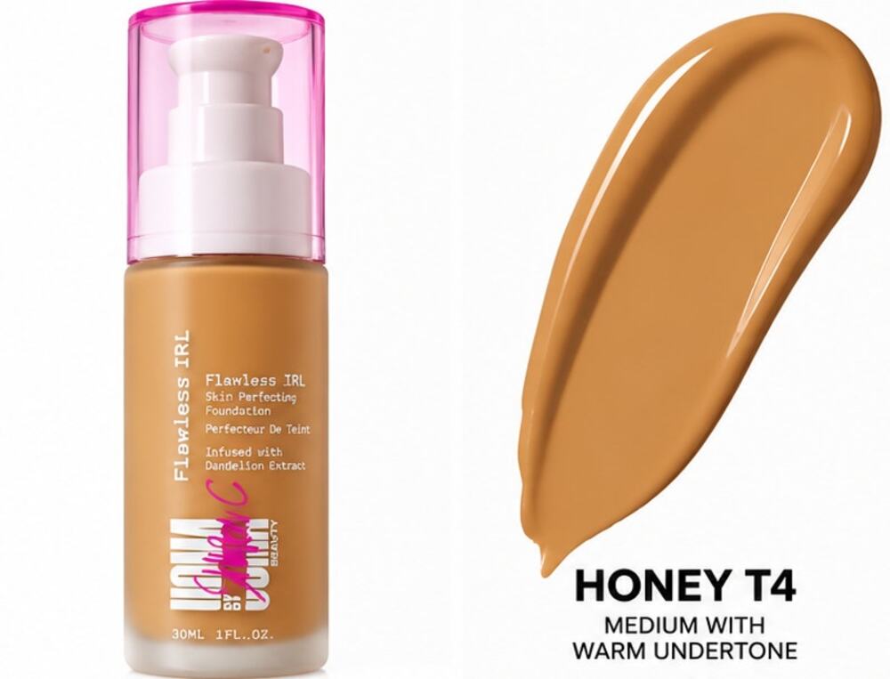 UOMA Beauty Flawless IRL Skin Perfecting Foundation Olive 30ml Honey honey T4